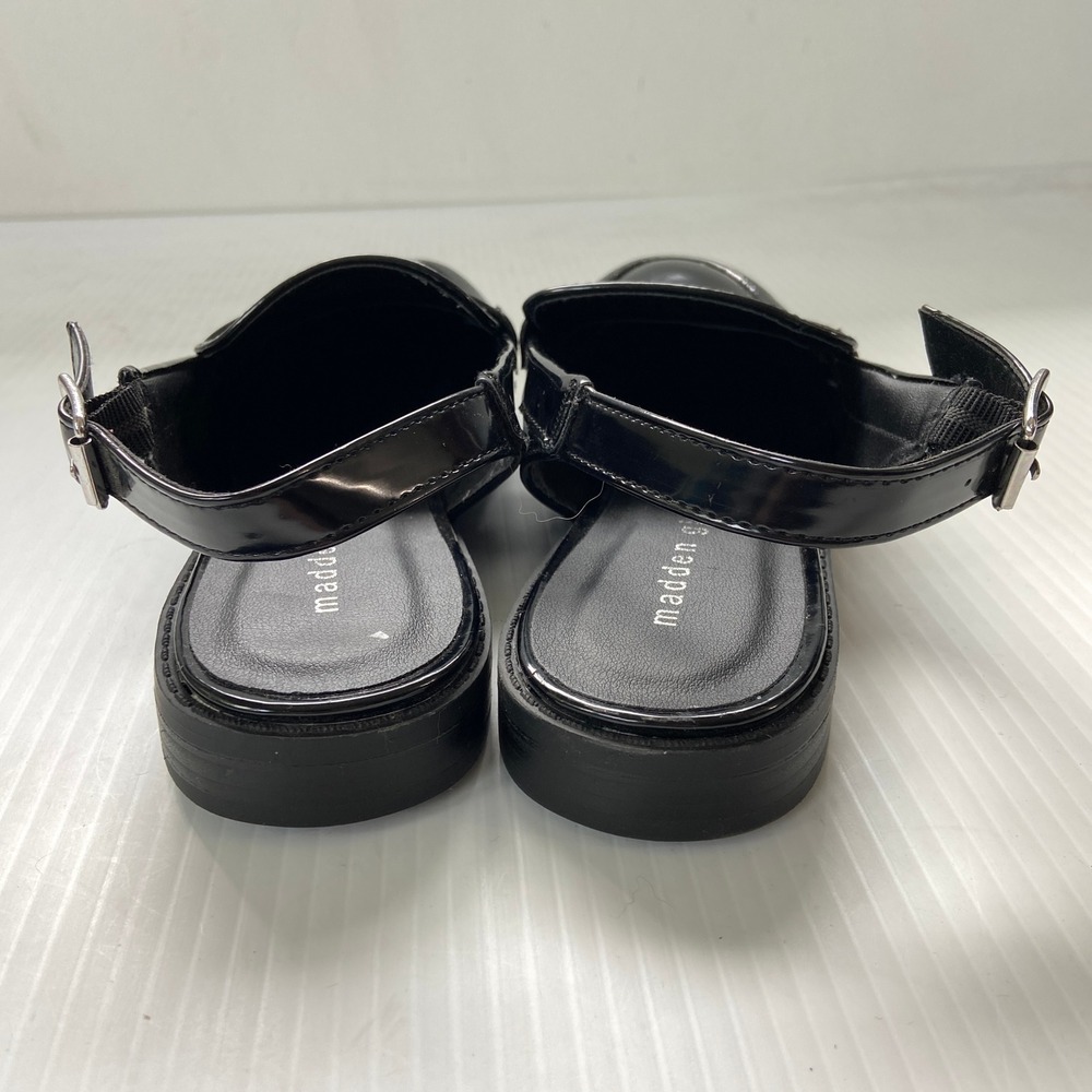 Madden Girl Black Faux Patent Leather Slingback Penny Loafers Womens 8 - Picture 5 of 8